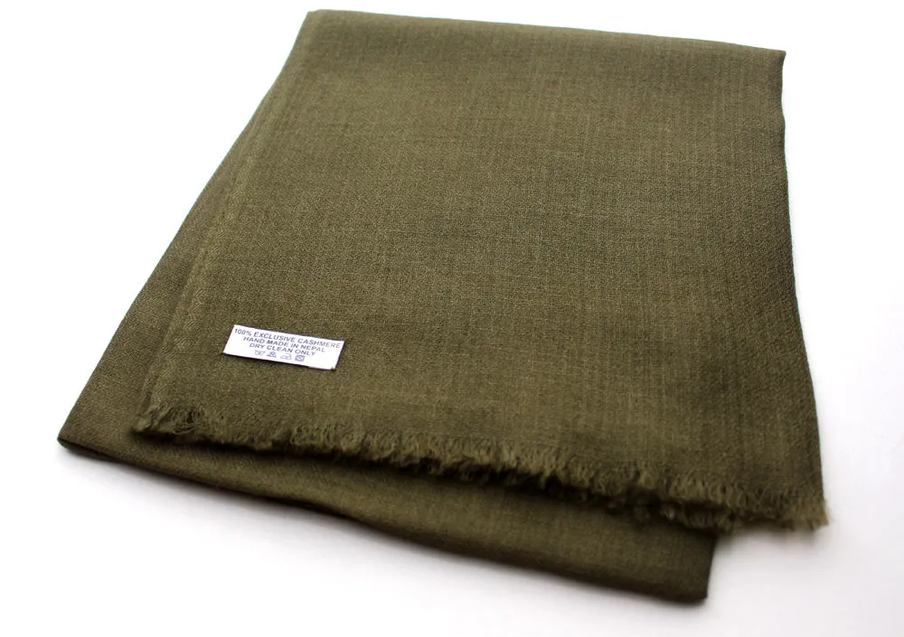 100% Exclusive  Olive Green Cashmere Shawl