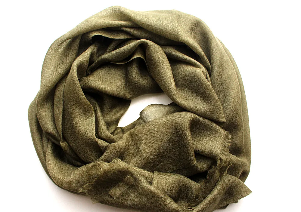 100% Exclusive  Olive Green Cashmere Shawl