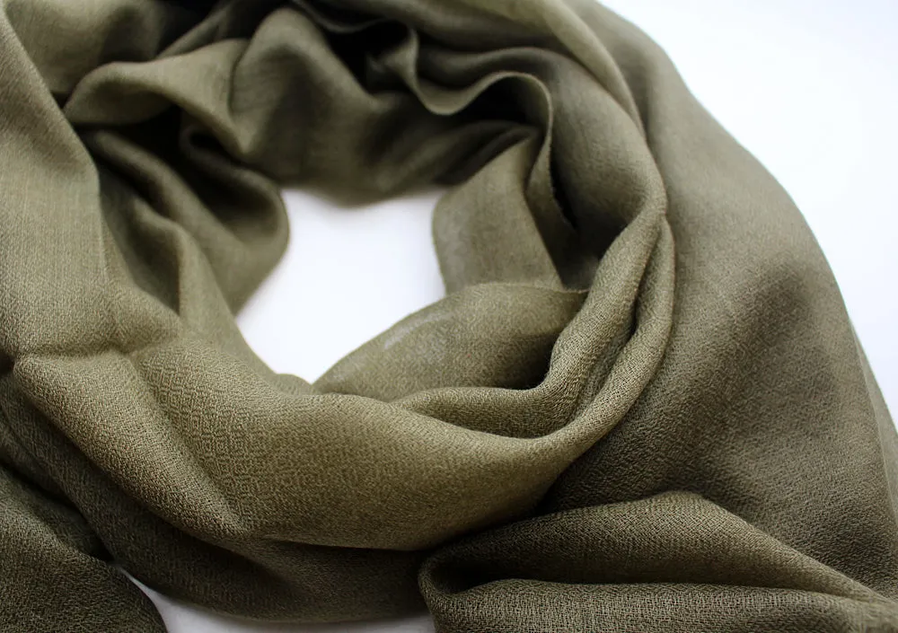 100% Exclusive  Olive Green Cashmere Shawl