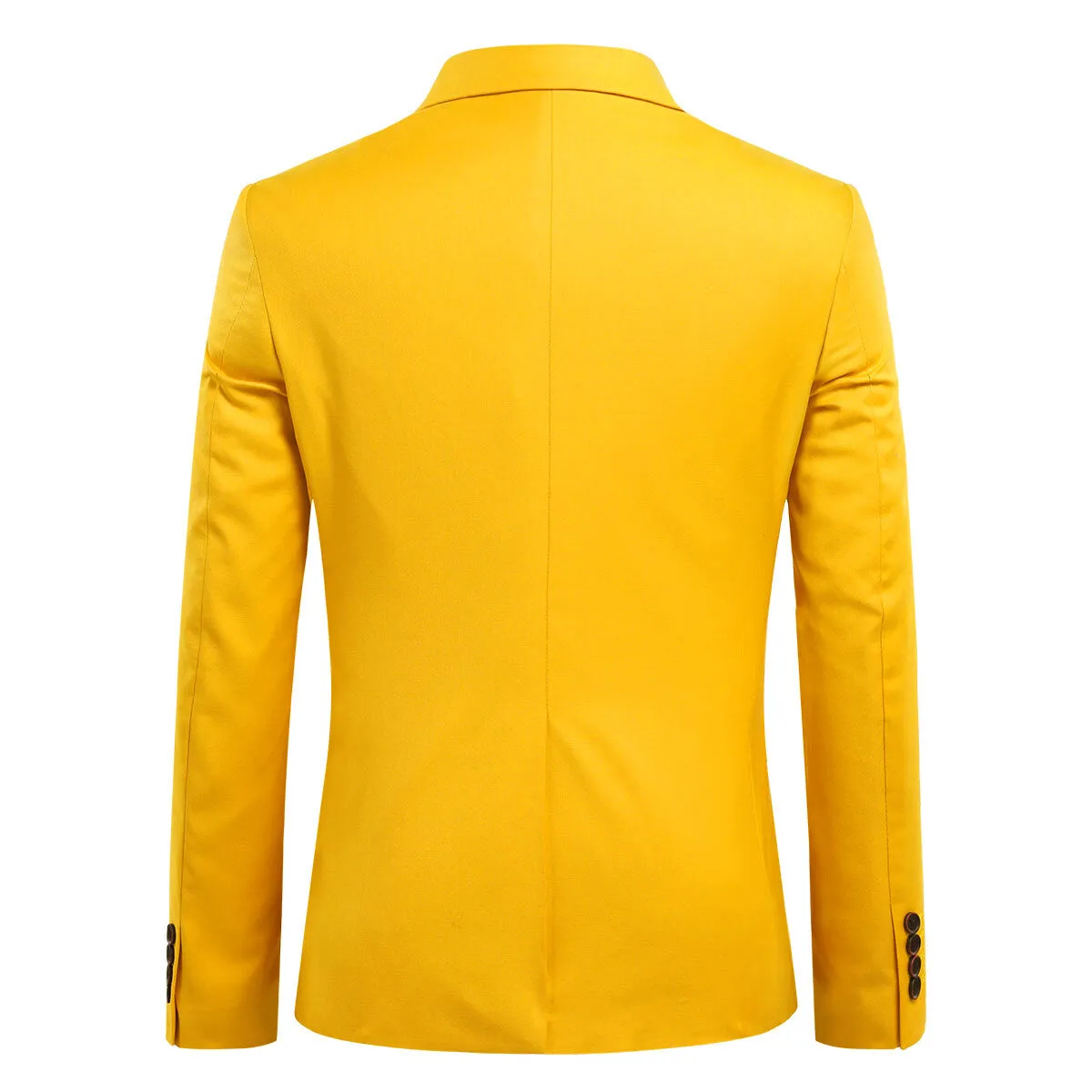 3-Piece Slim Fit Solid Color Jacket Smart Wedding Formal Suit Yellow