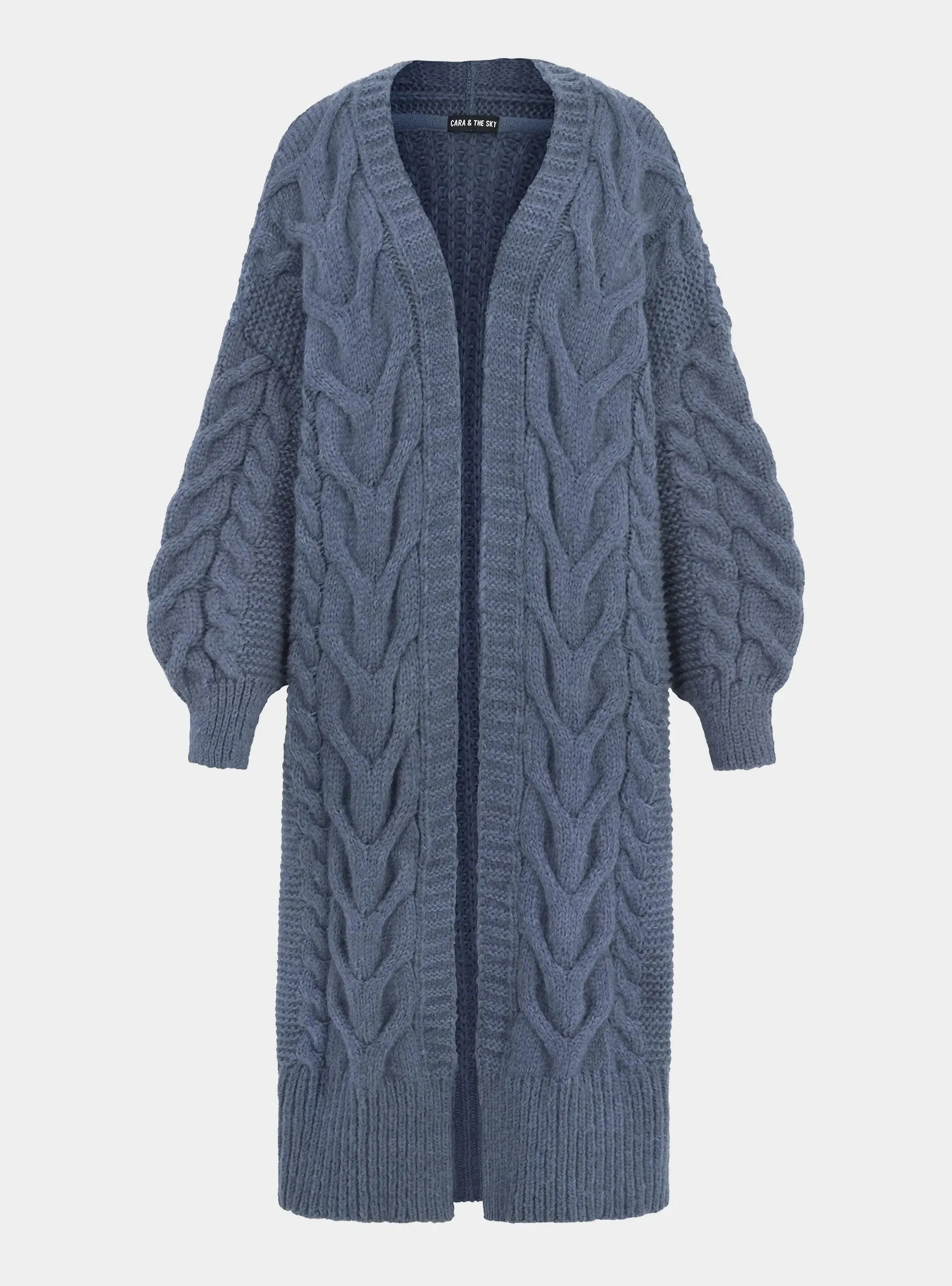 Alex Cable Balloon Sleeve Maxi Cardigan - Denim