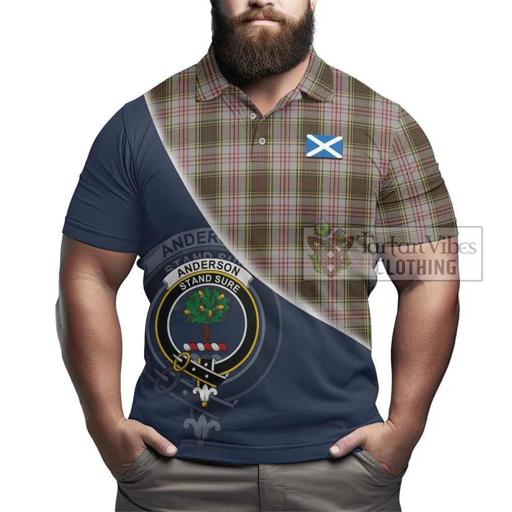 Anderson Dress Tartan Polo Shirt with Personalised National Flag and Family Crest Half Style