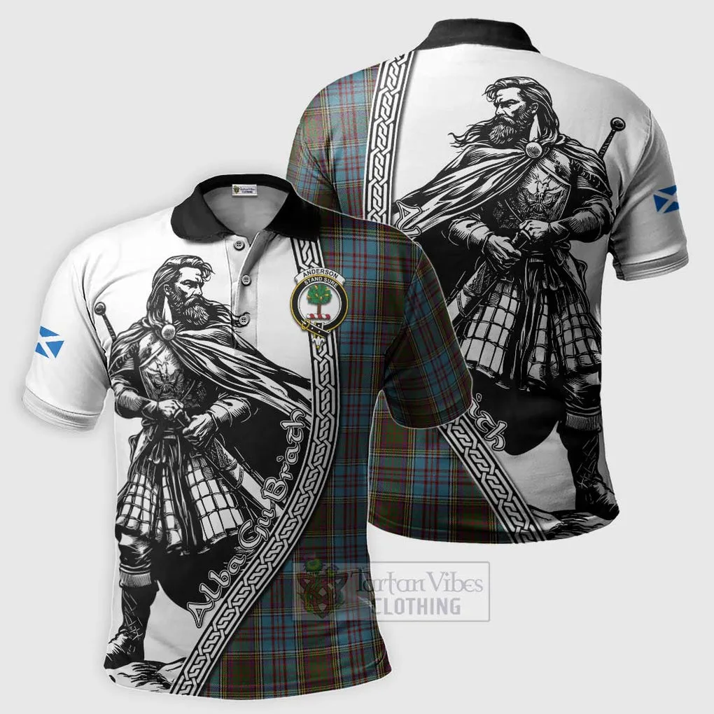 Anderson Tartan Clan Crest Polo Shirt with Highlander Warrior Celtic Style