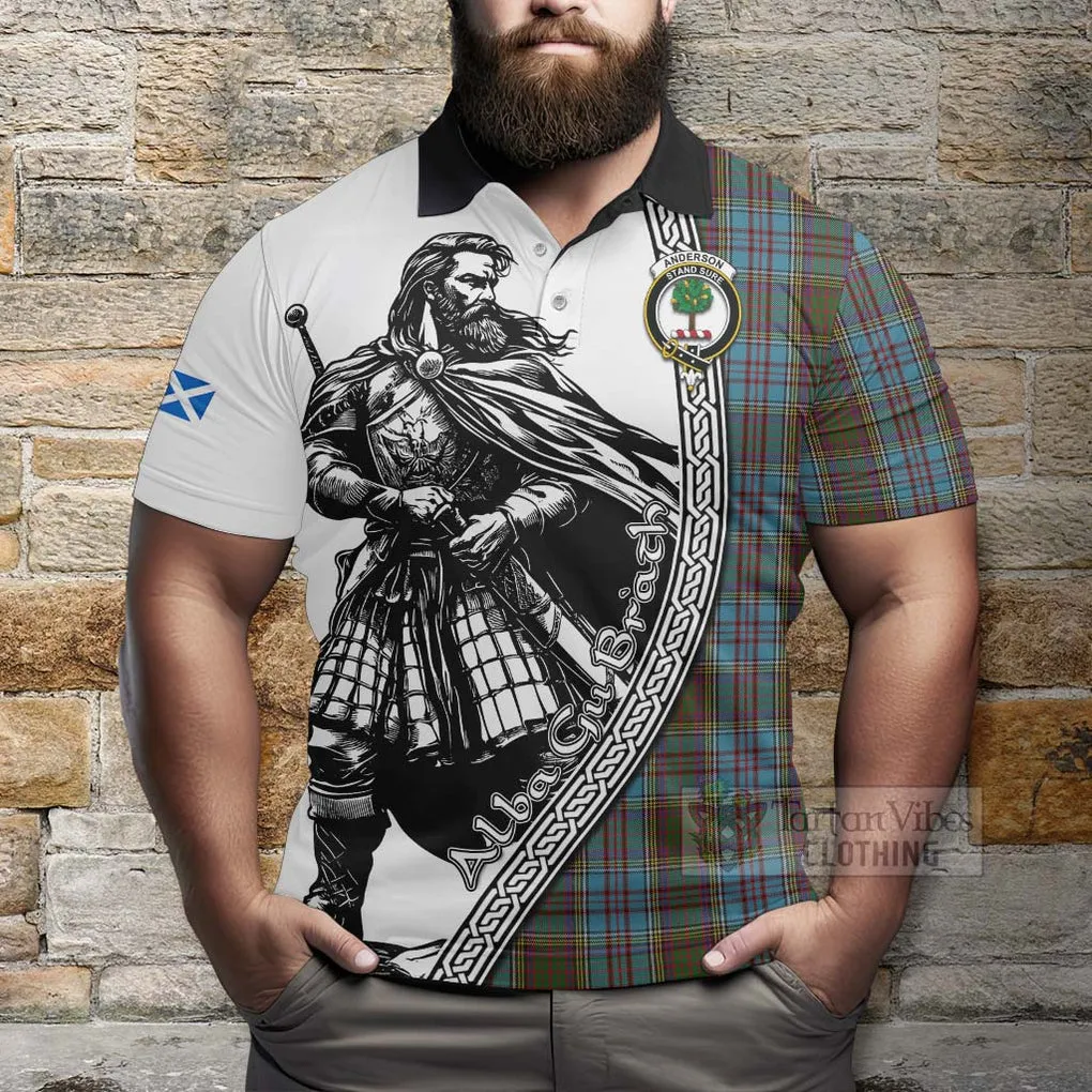 Anderson Tartan Clan Crest Polo Shirt with Highlander Warrior Celtic Style