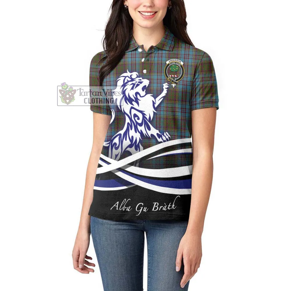 Anderson Tartan Women's Polo Shirt with Alba Gu Brath Regal Lion Emblem