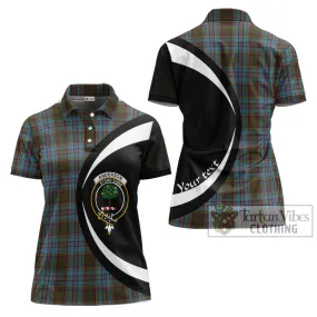 Anderson Tartan Women's Polo Shirt with Family Crest Circle Style