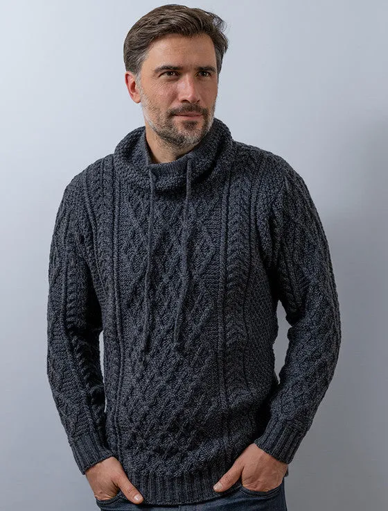 Aran Drawcord Collar Sweater - Derby