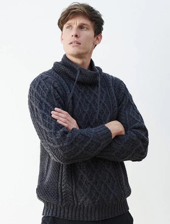 Aran Drawcord Collar Sweater - Derby