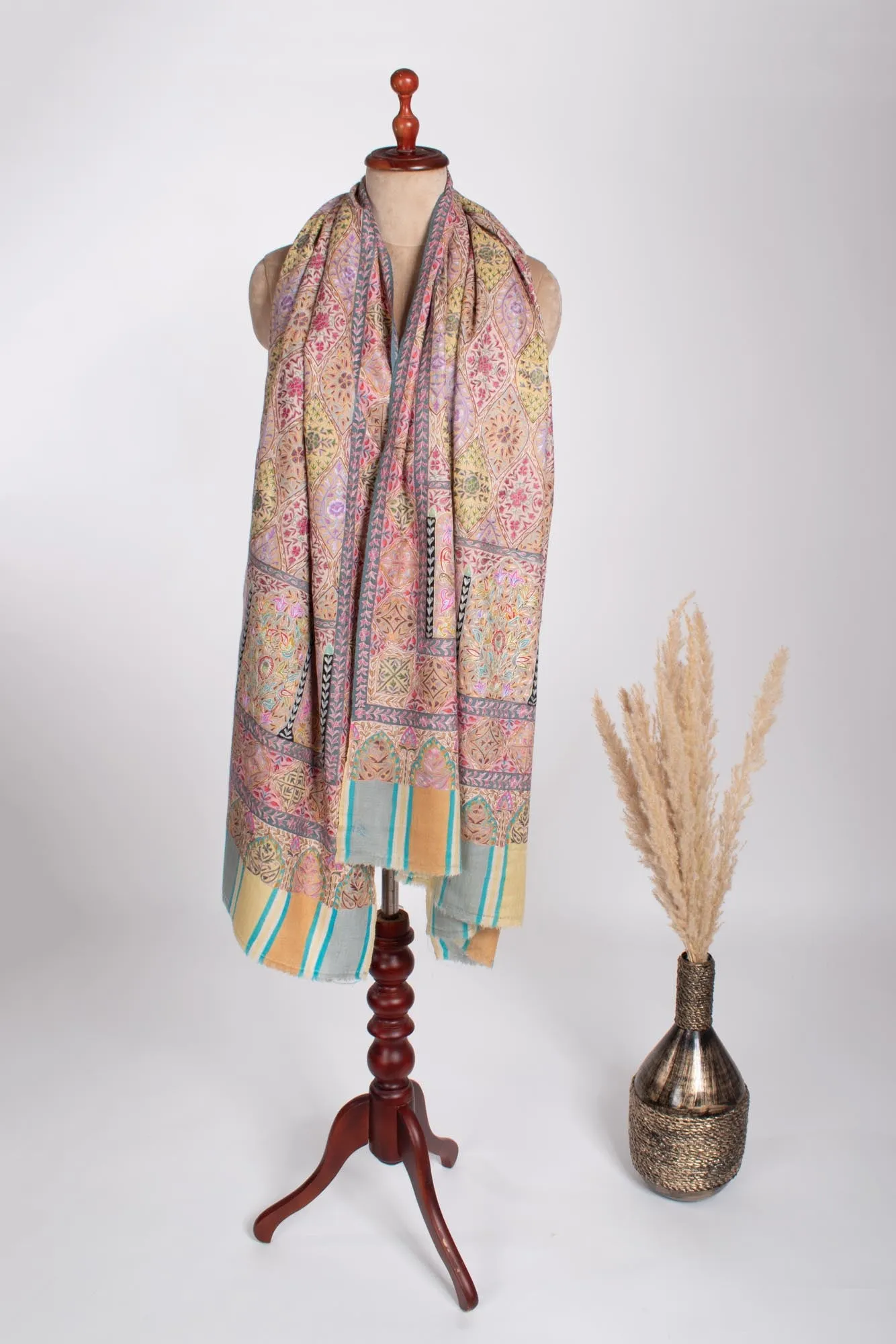 Authentic Pashmina Kalamkari Shawl - RAJGIR