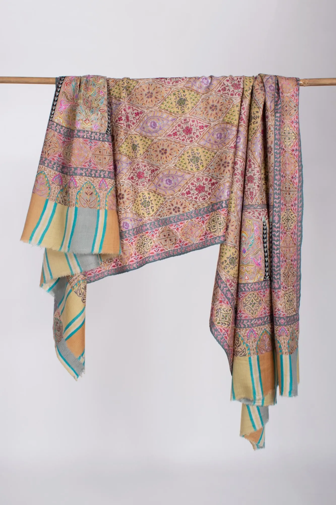 Authentic Pashmina Kalamkari Shawl - RAJGIR