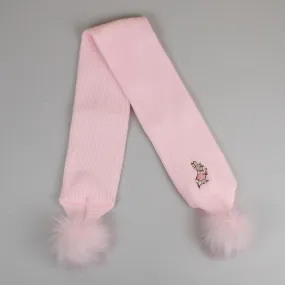 Baby Girls Pink Pom Scarf With Rabbit