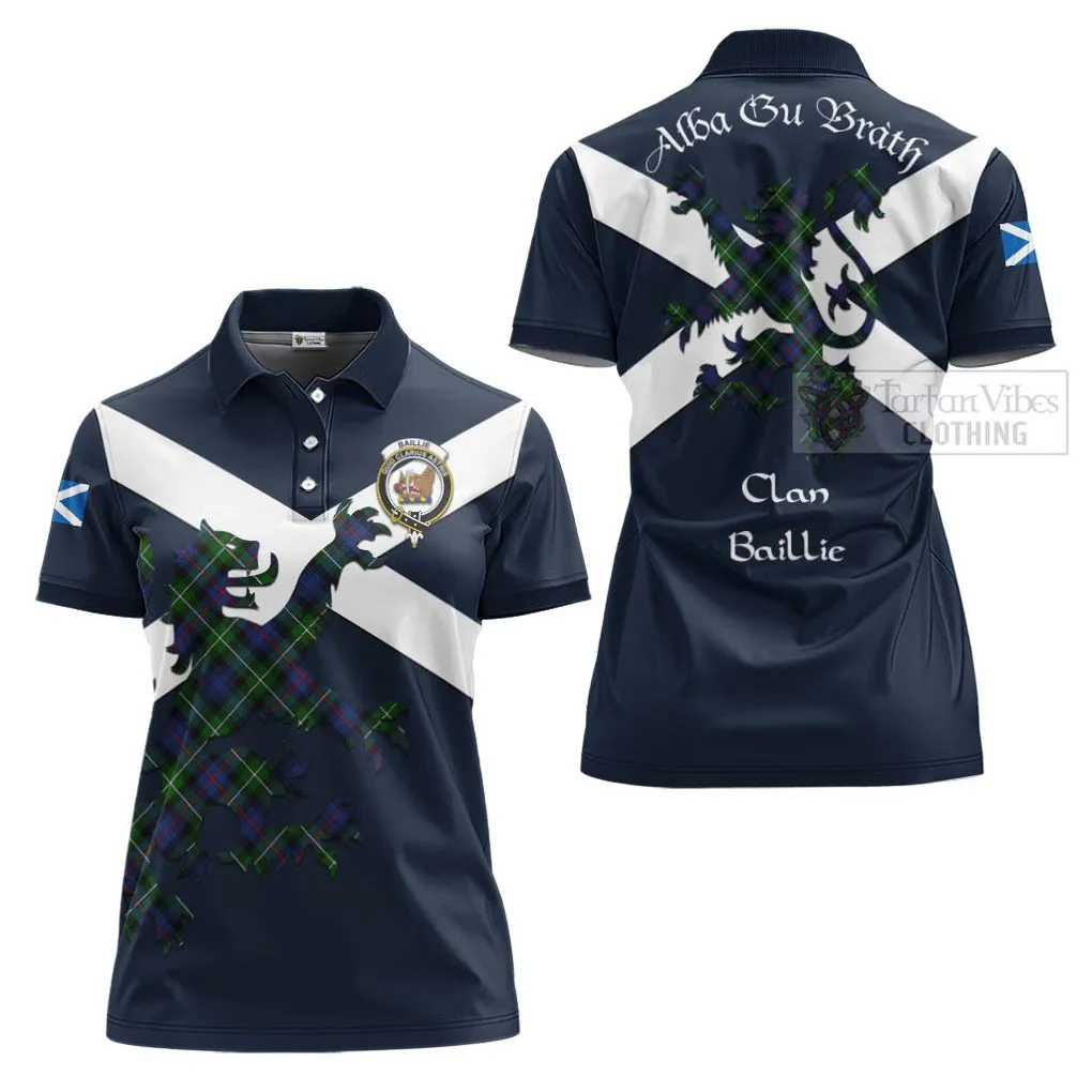 Baillie (Bailey) Tartan Lion Rampant Women's Polo Shirt Proudly Display Your Heritage with Alba Gu Brath and Clan Name