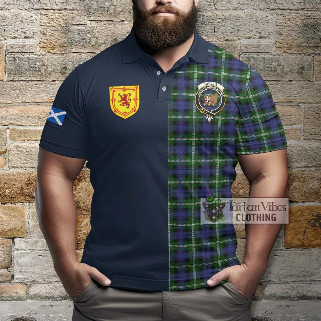 Baillie (Bailey) Tartan Polo Shirt Alba with Scottish Lion Royal Arm Half Style