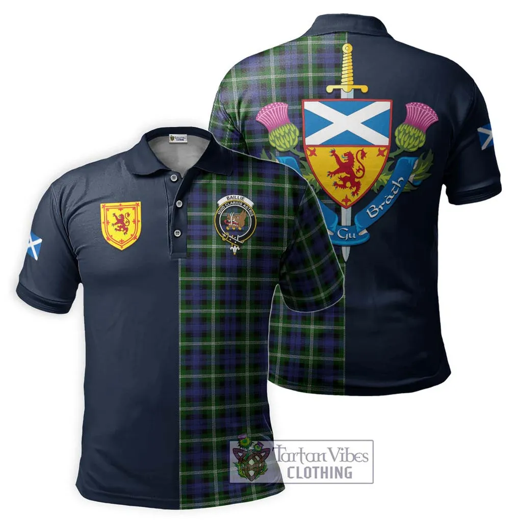 Baillie (Bailey) Tartan Polo Shirt Alba with Scottish Lion Royal Arm Half Style