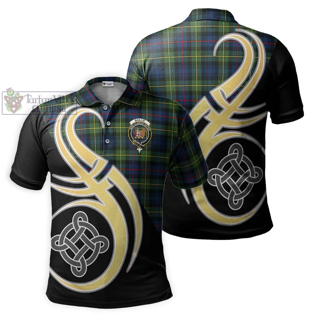 Baillie (Bailey) Tartan Polo Shirt with Family Crest and Celtic Symbol Style