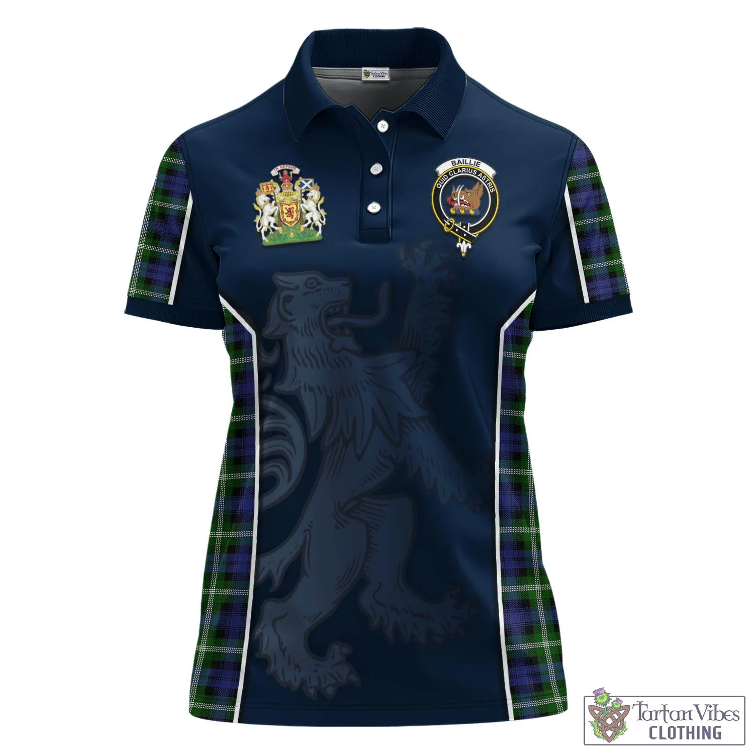 Baillie (Bailey) Tartan Women's Polo Shirt with Family Crest and Lion Rampant Vibes Sport Style