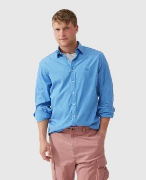 Balmoral Hill Poplin Shirt - Stripe - Ocean Blue