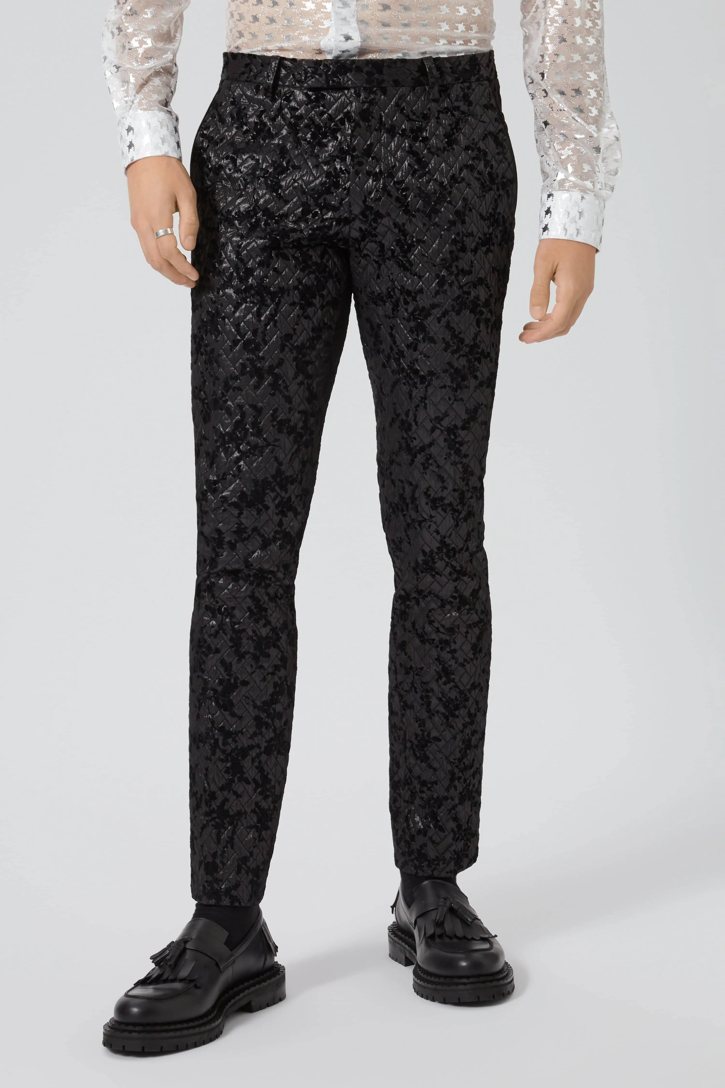 Barbee Skinny Fit Black Jacquard Suit - ARCHIVE