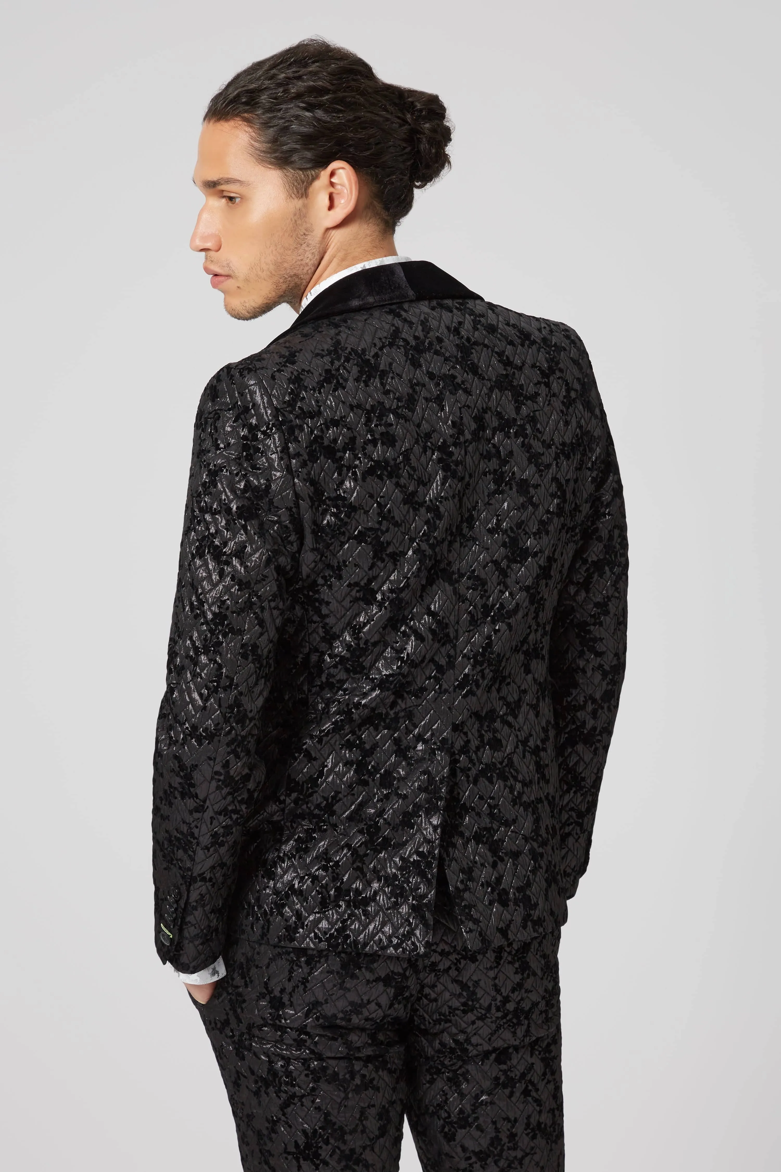 Barbee Skinny Fit Black Jacquard Suit - ARCHIVE