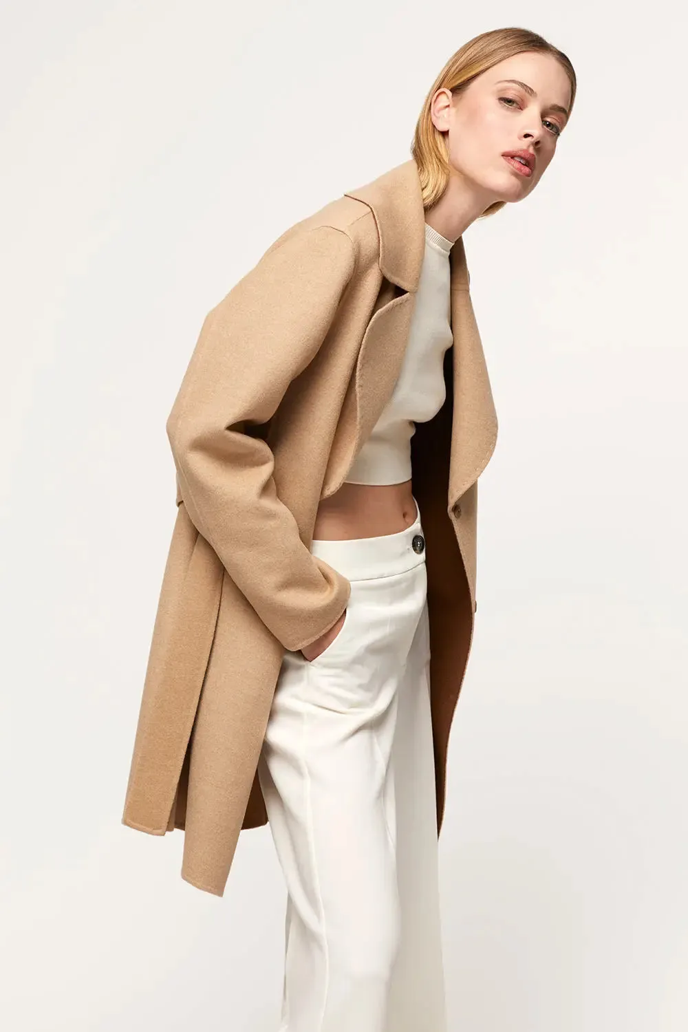 Beige cashmere coat