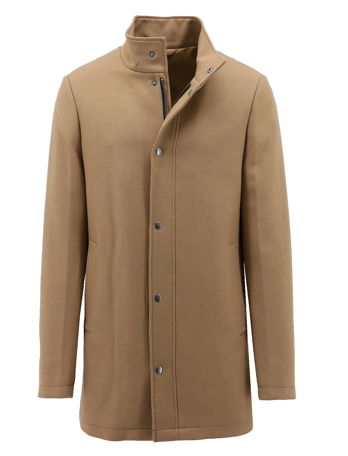 Beige Messina Mock Neck Overcoat