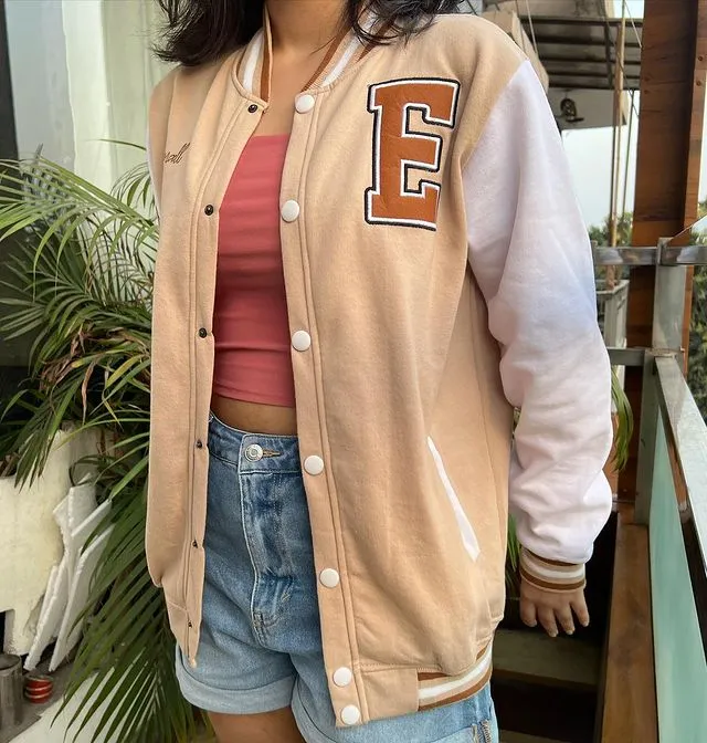 Beige Varsity Jacket