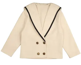 Belati Cream Sailor Collar Scuba Jersey Jacket