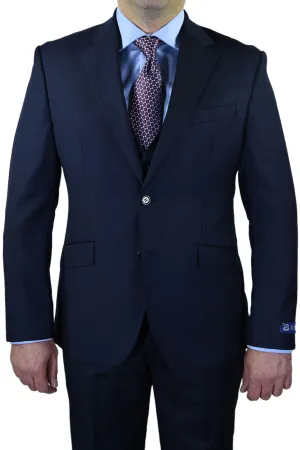 Berragamo "Elegant" Solid Navy 3-Piece Slim Fit Suit