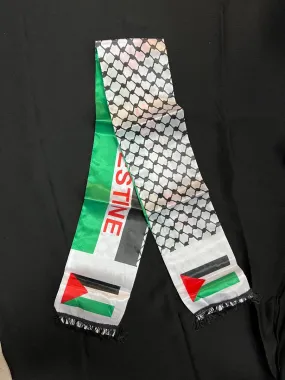 Black and White Keffiyeh Style and Palestine Flag Shoulder Scarf