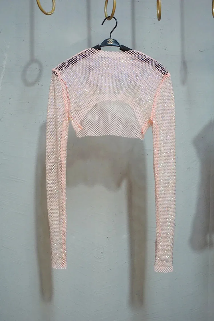 Bling Crystal Beaded Net Party Bolero Jacket