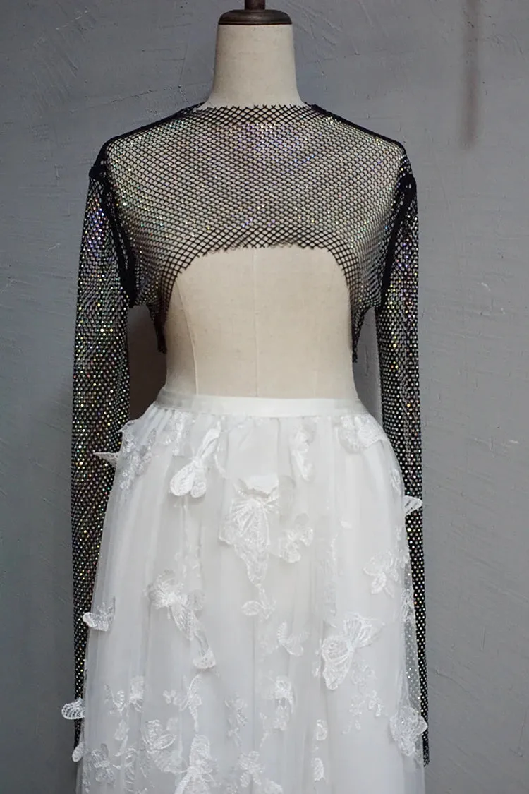 Bling Crystal Beaded Net Party Bolero Jacket