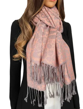 BLUSH PINK LARGE LEOPARD PRINT REVERSIBLE PASHMINA SHAWL SCARF