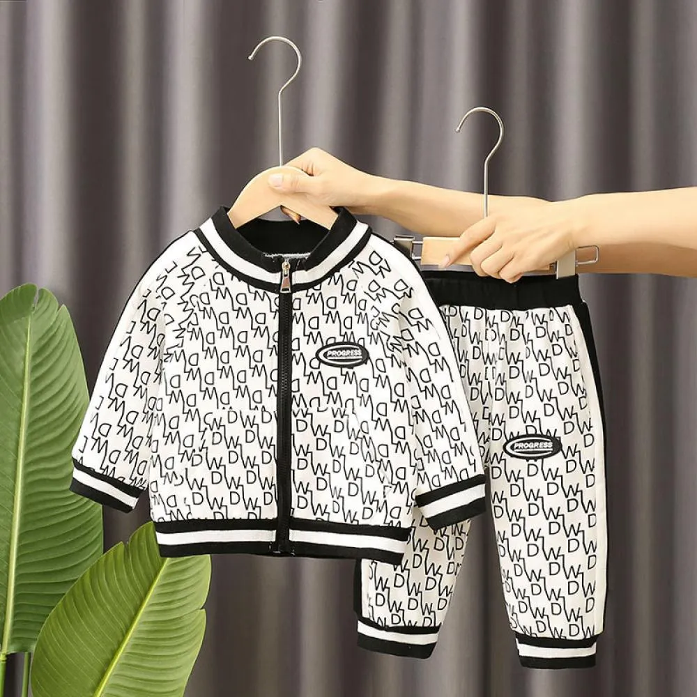 Boys Spring Autumn Zipper Coat and Pants Set Boy Clothes Wholesale