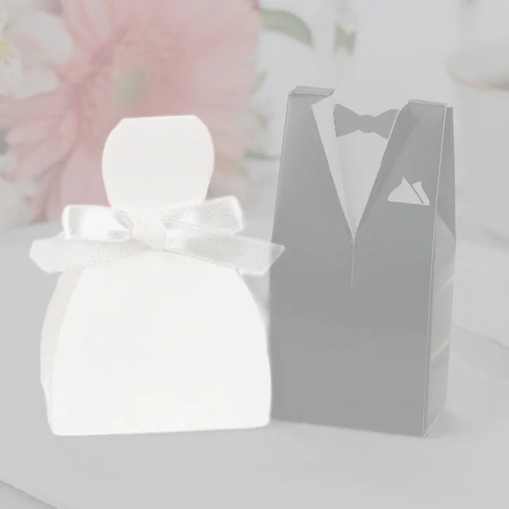 Bridal Gown Wedding Favor Box with Ribbon (Pack of 25)