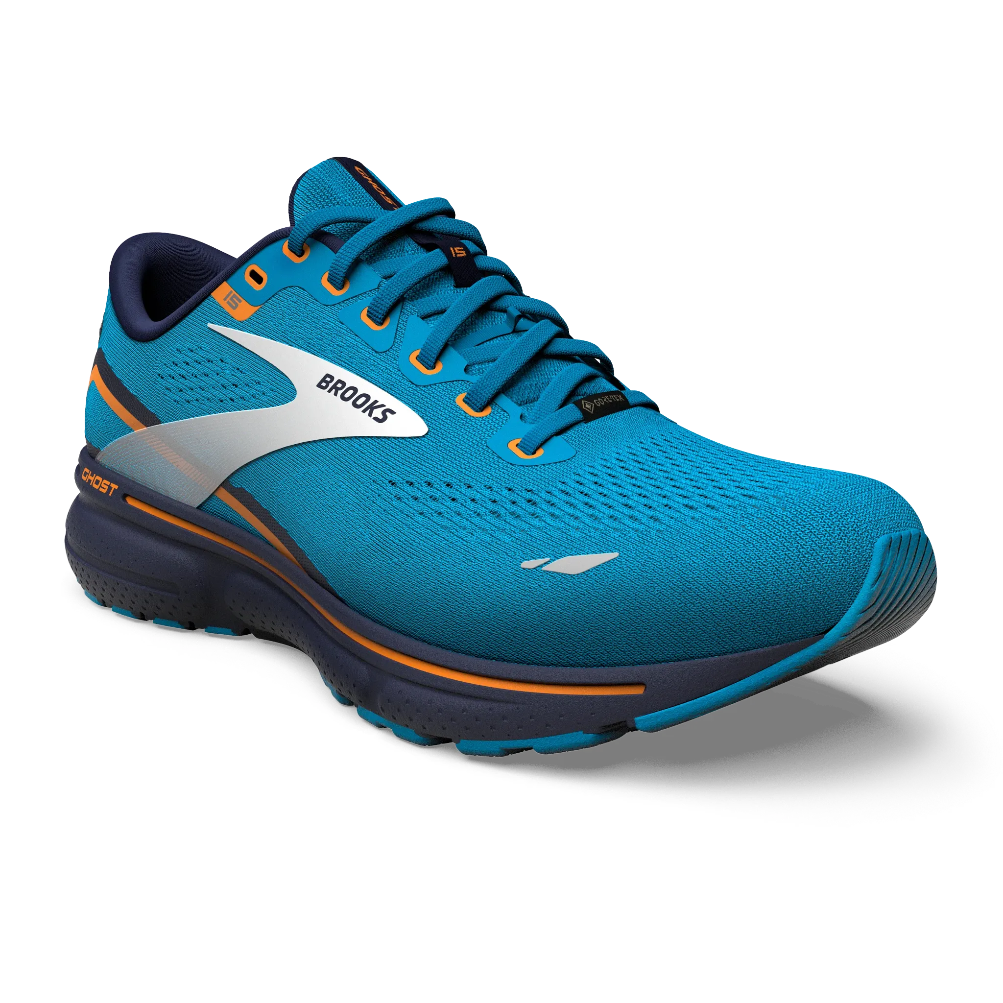 Brooks | Ghost 15 GTX | Men's | Blue/Peacoat/Orange