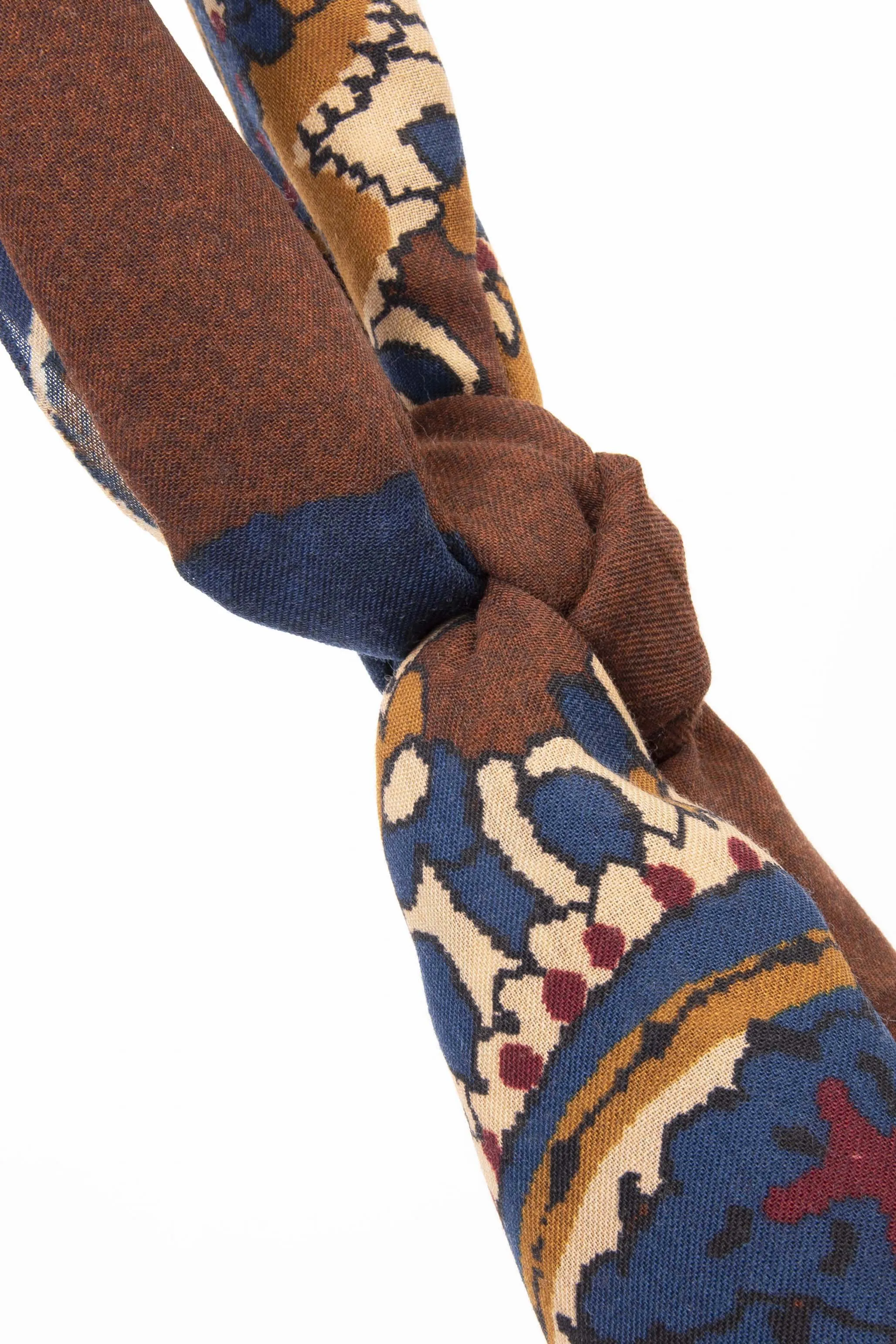 Brown Pure Italian Wool Paisley Scarf