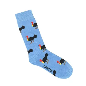 Brush Turkey Crew Socks in Blue