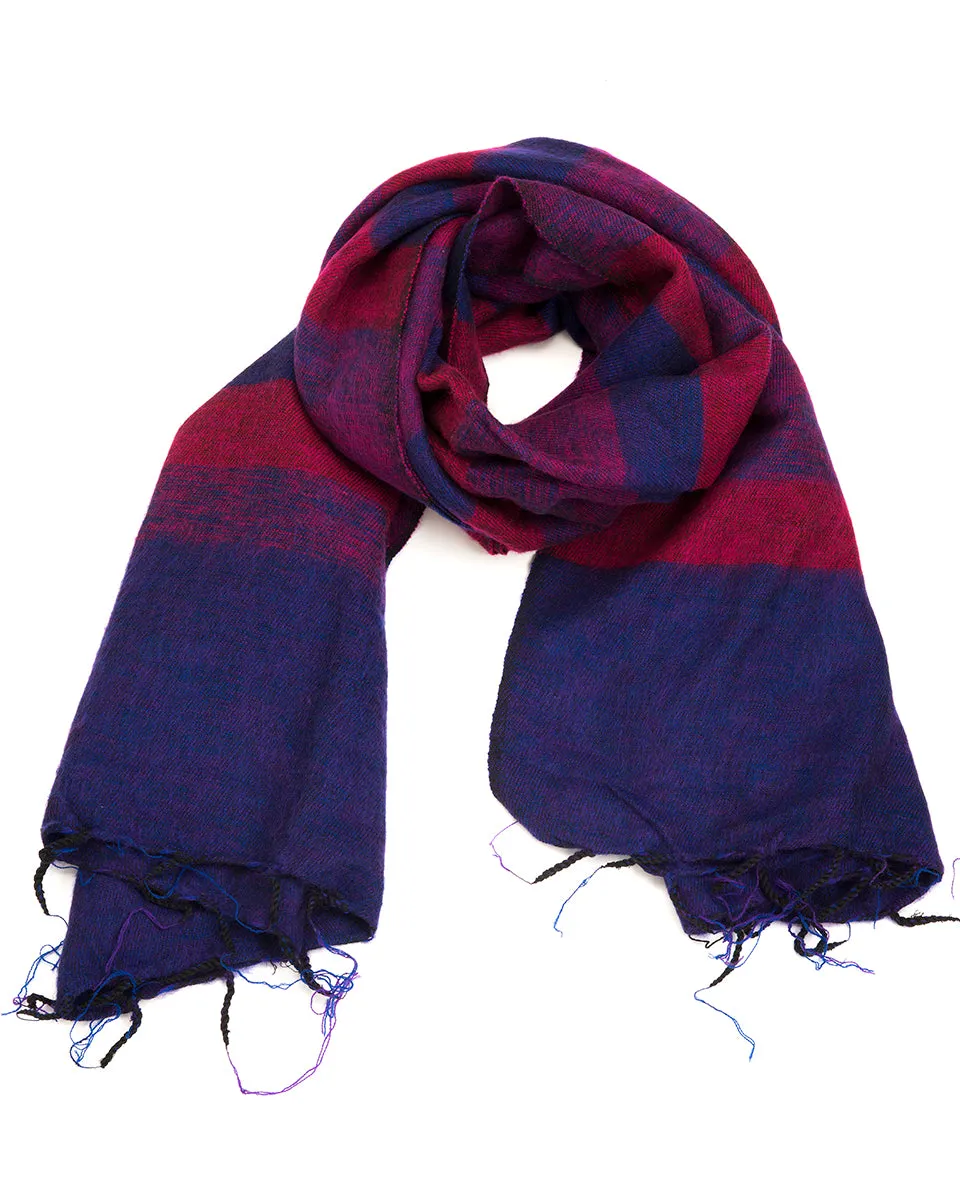 Brushed Woven Striped Shawl in Purple