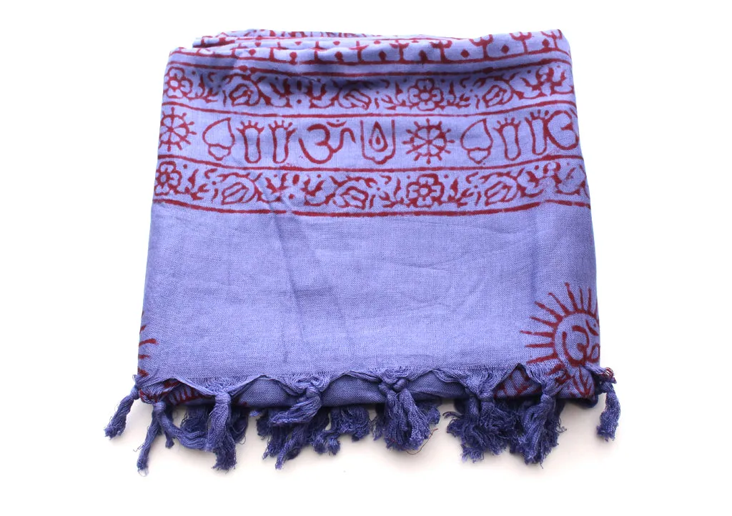 Buddha Printed Cotton Shawl with Fringes