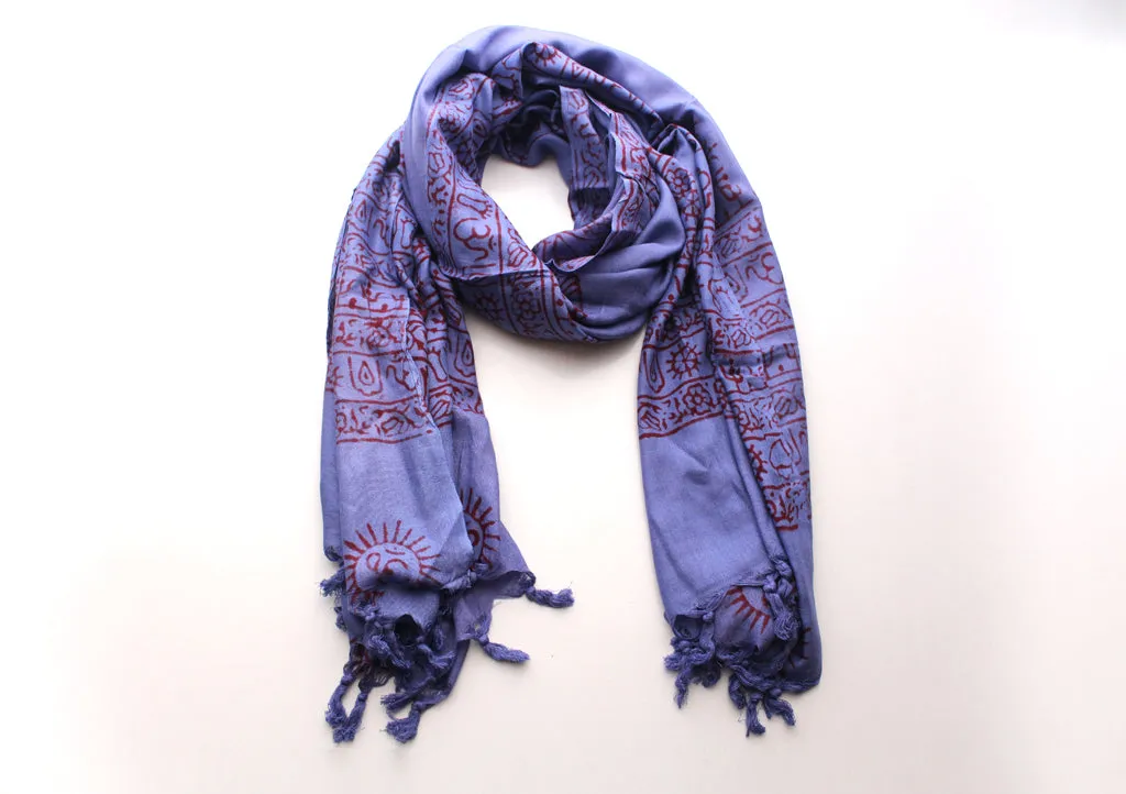 Buddha Printed Cotton Shawl with Fringes