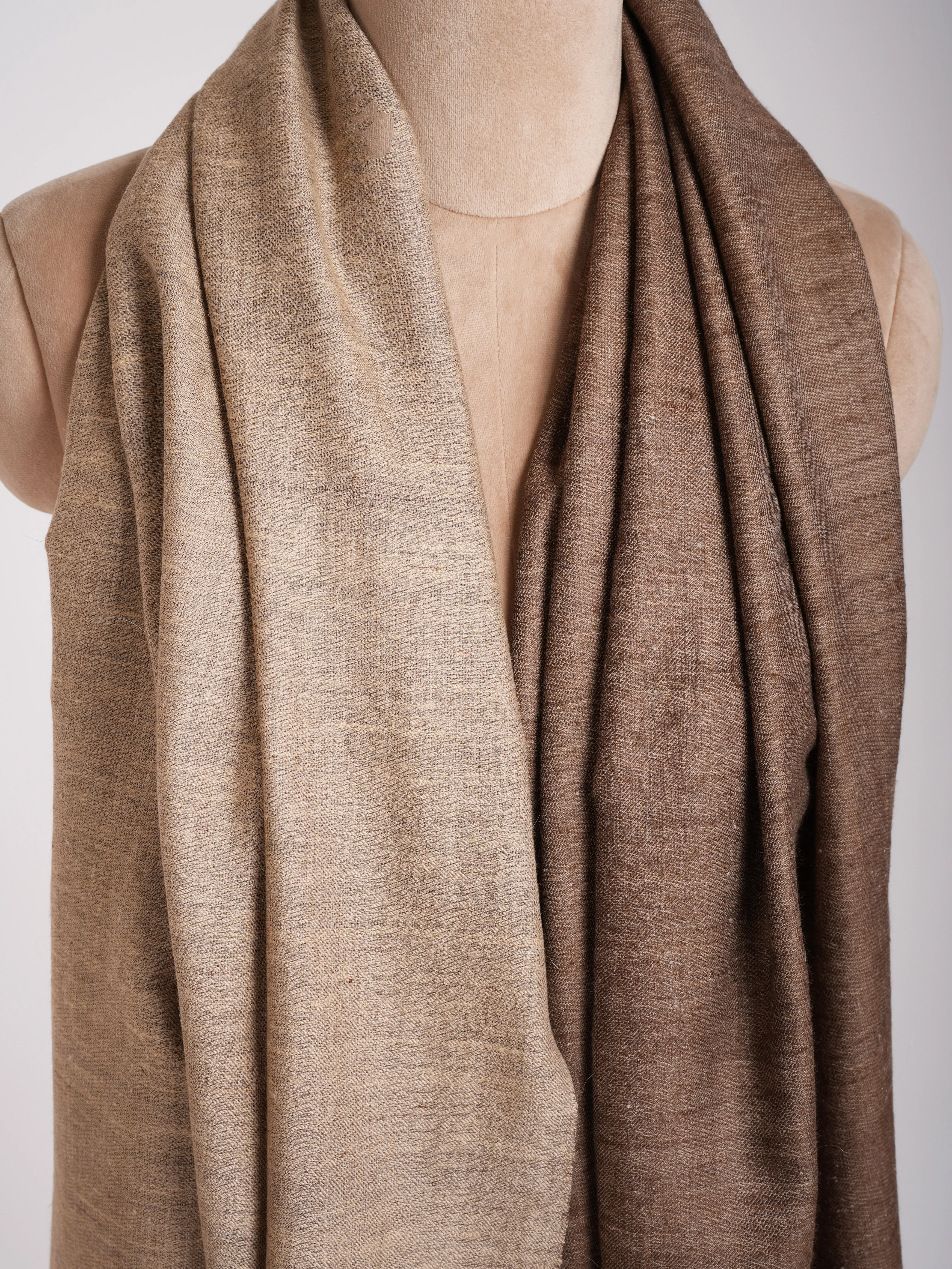 Caramel Cafe and Creame Dual Shade Pashmina Shawl