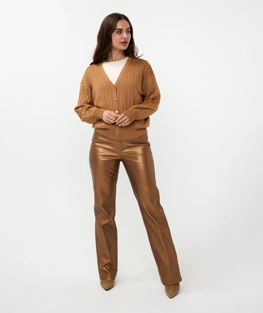 Cardigan Rib Lurex - Caramel