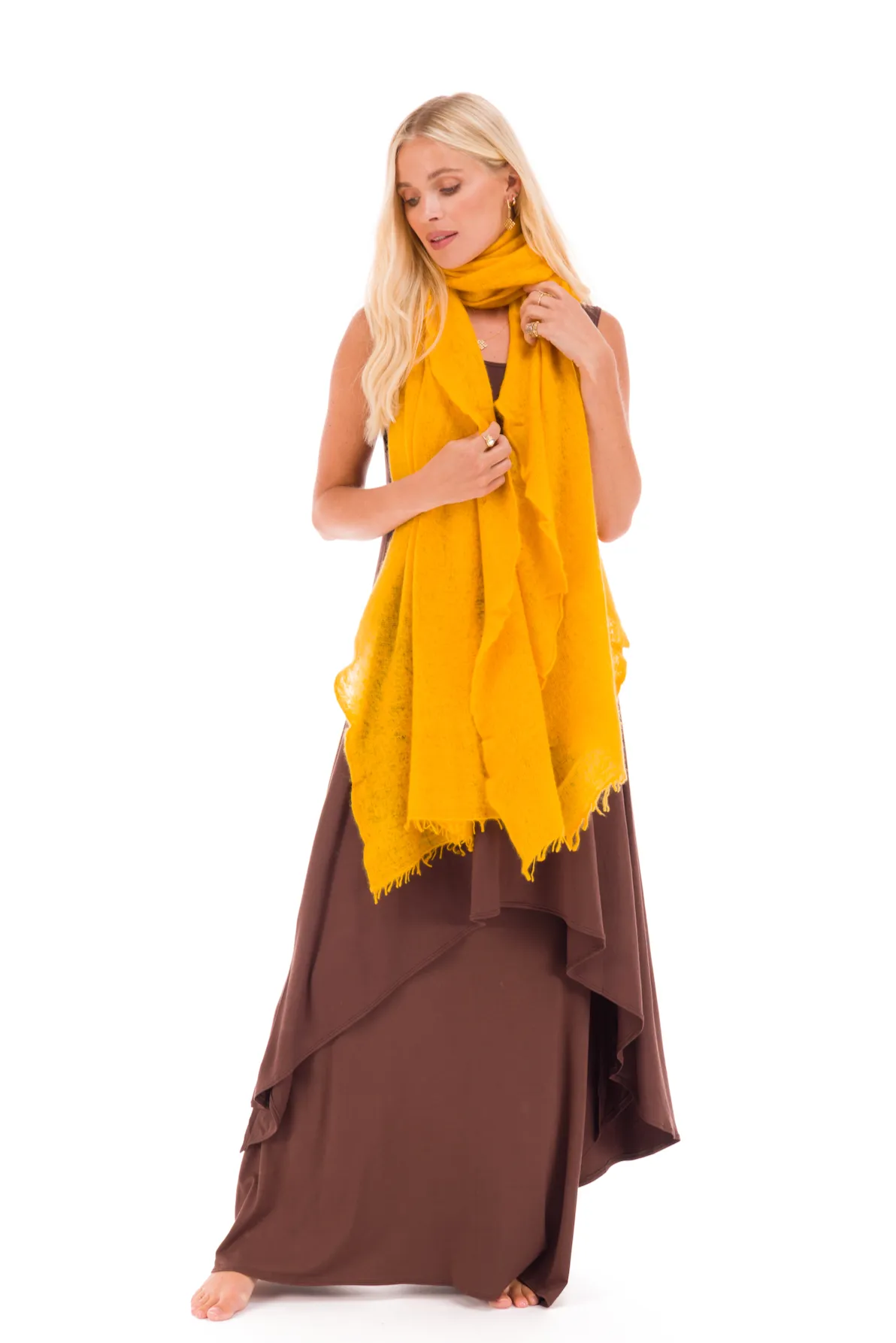 CASHMERE FELTED SCARF TIBETAN YELLOW