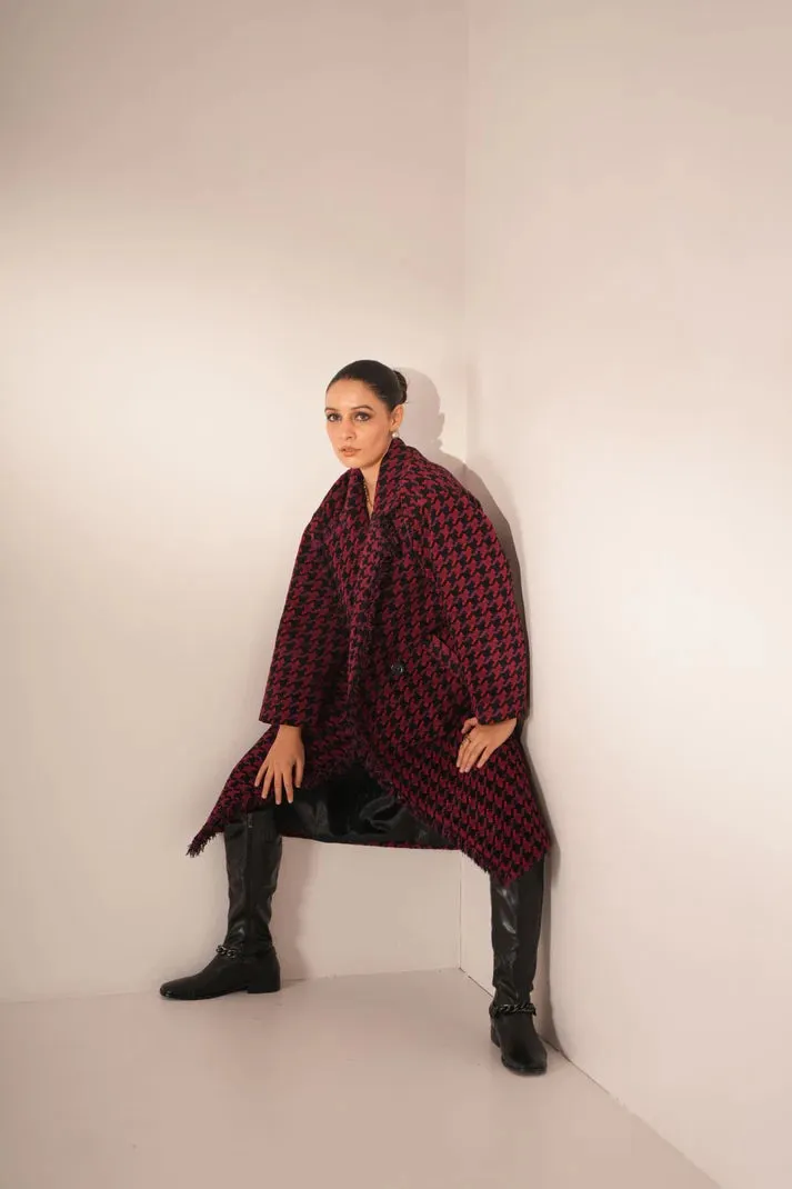 Checkered Women's Winter Oversize Overcoat