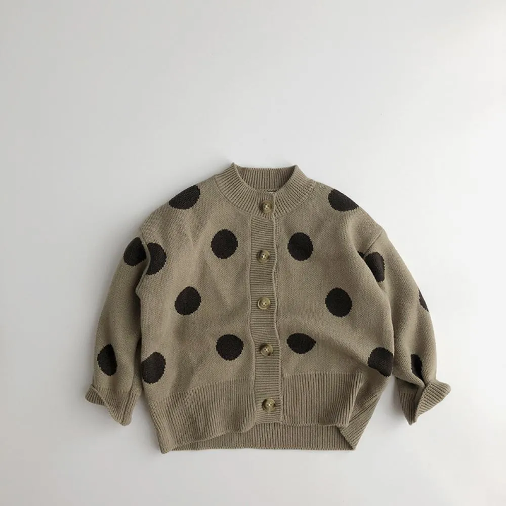 Children's Cardigan Sweater Polka Dot Long Sleeve Jacket Wholesale Kids Clothes