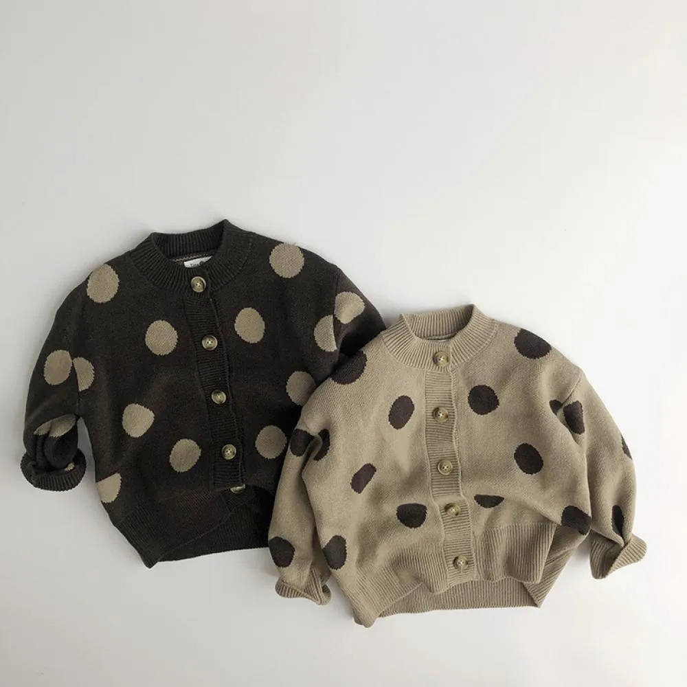 Children's Cardigan Sweater Polka Dot Long Sleeve Jacket Wholesale Kids Clothes