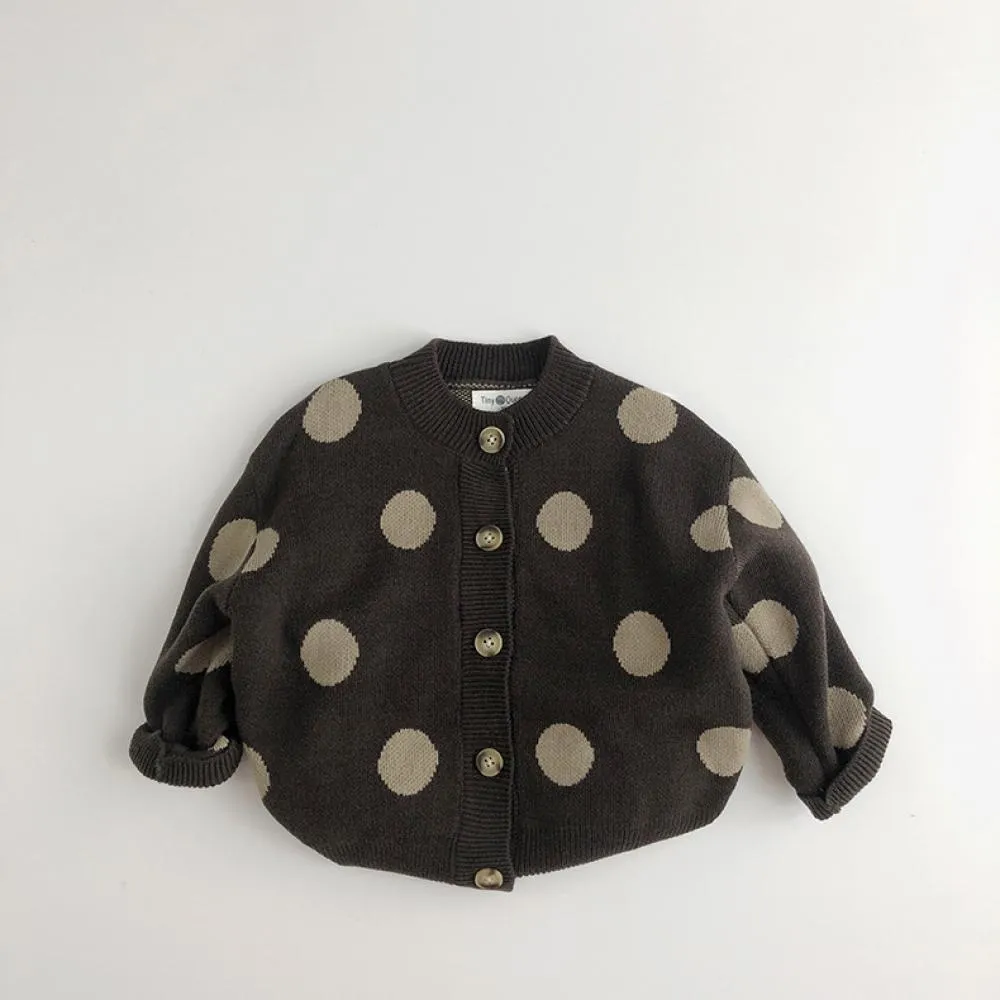 Children's Cardigan Sweater Polka Dot Long Sleeve Jacket Wholesale Kids Clothes