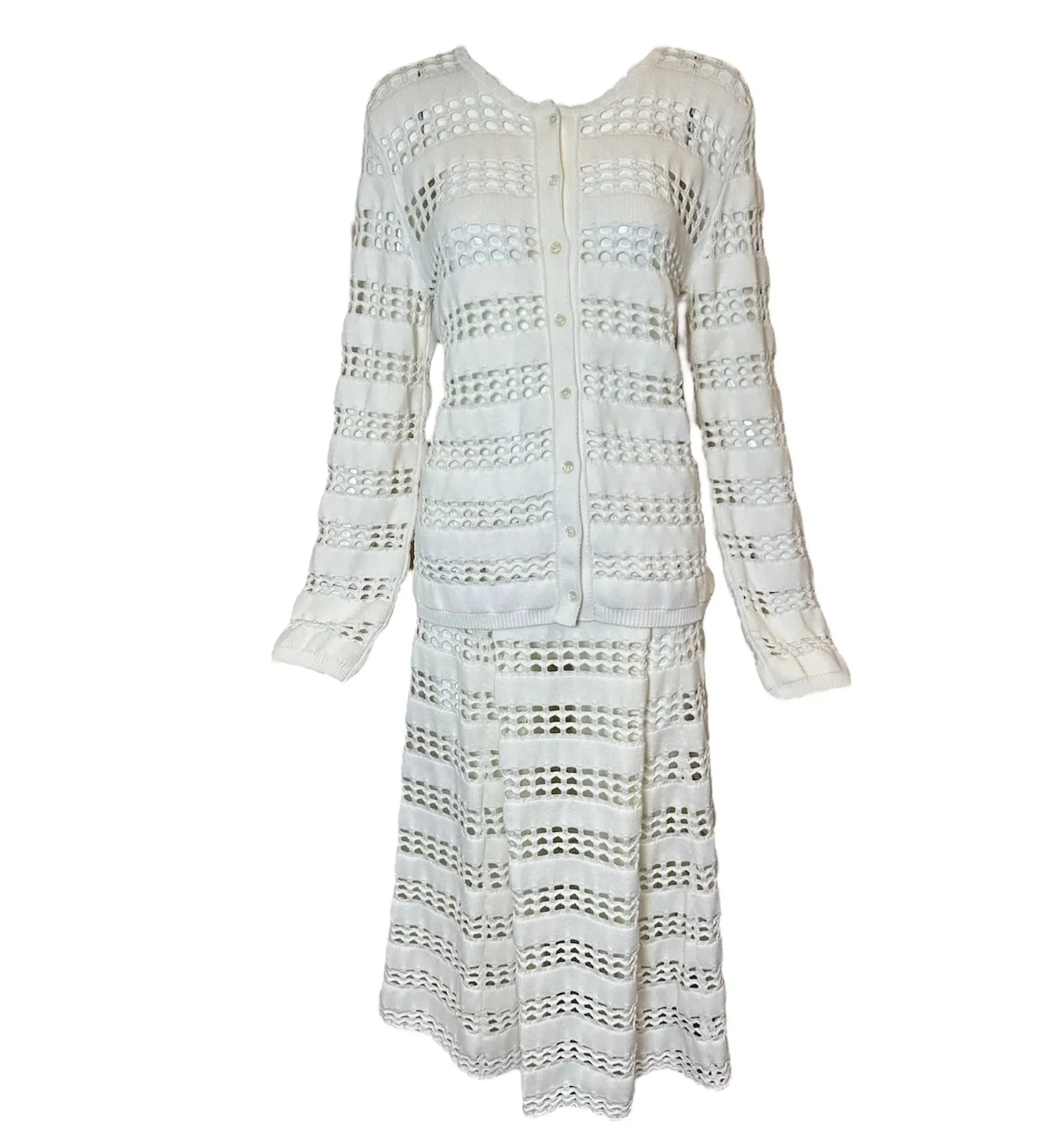 Chloe White Knit Eyelet Ensemble