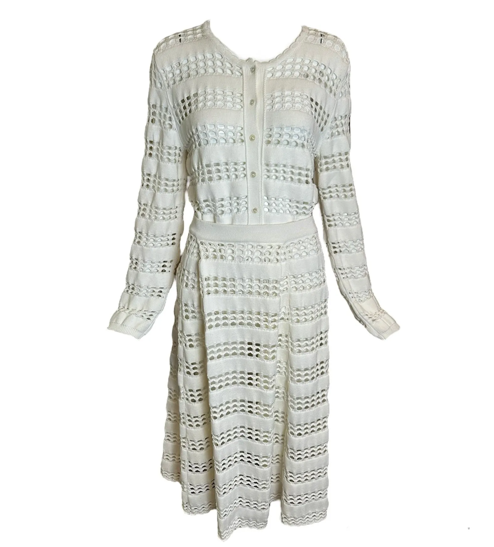 Chloe White Knit Eyelet Ensemble