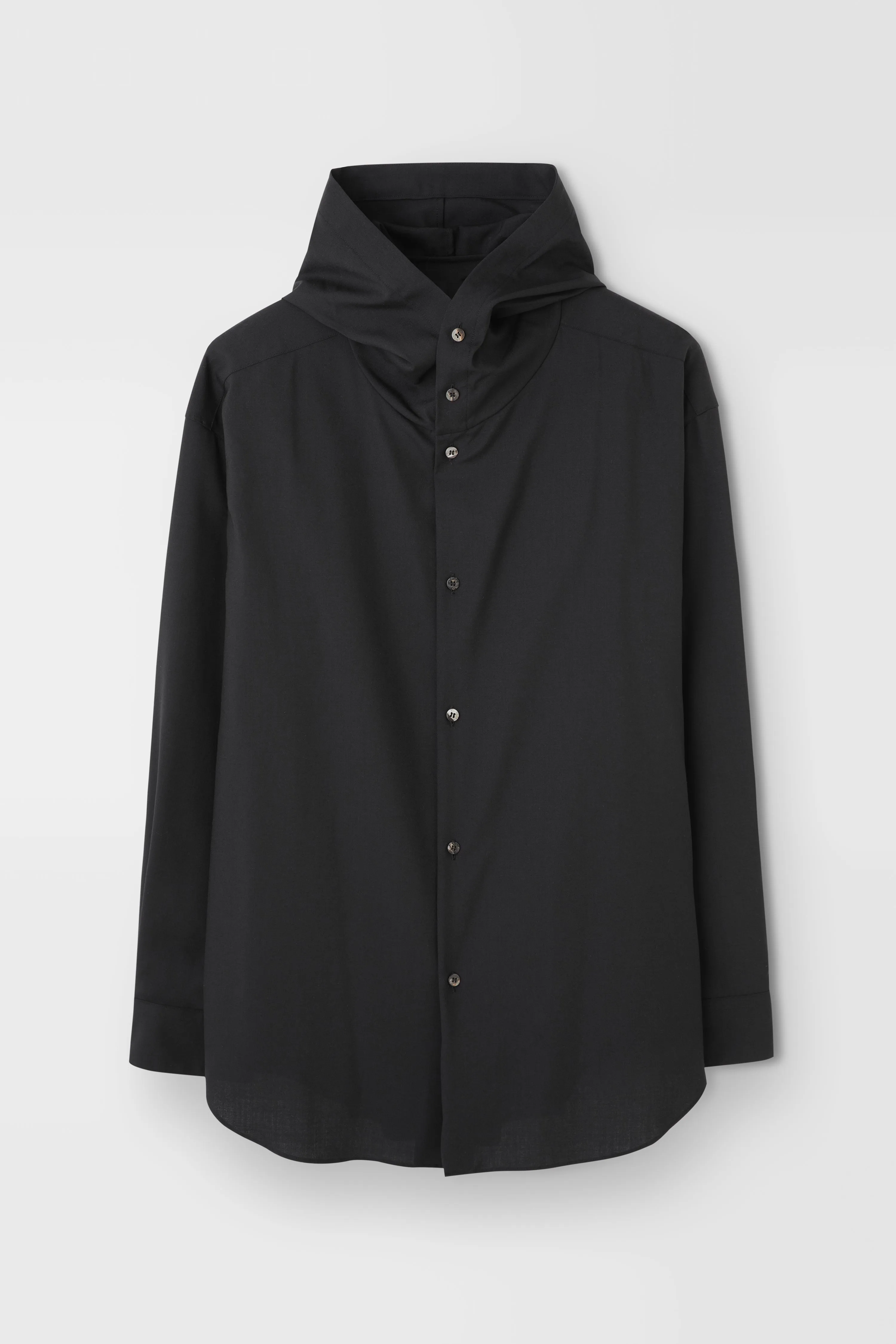 Classic Hooded Wool shirt in Black